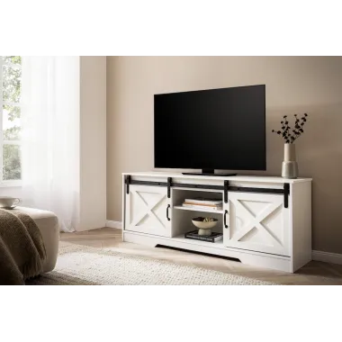 Wohnling Szafka RTV wiejski styl biała 150 x 60 x 40cm / WL6.879