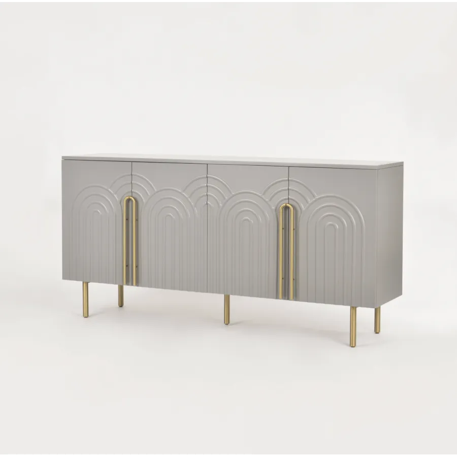 Livin Hill STILIG Komoda jasnoszary MDF złote akcenty 180cm / ST310 Livin Hill STILIG Komoda jasnoszary MDF złote akcenty 180cm / ST310