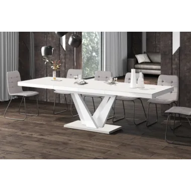 VEGAS Stół rozkładany do jadalni biały MDF 160 - 256 x 75 x 89 cm