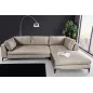 Invicta SIGNUM Kanapa narożna 3-osobowa z pufą prawa aksamit taupe 313 x 110 x 103cm / 44538
