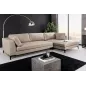Invicta SIGNUM Kanapa narożna 3-osobowa z pufą prawa aksamit taupe 313 x 110 x 103cm / 44538