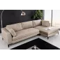 Invicta SIGNUM Kanapa narożna 3-osobowa z pufą prawa aksamit taupe 313 x 110 x 103cm / 44538