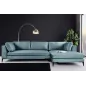 Invicta SIGNUM Kanapa narożna 3-osobowa z pufą prawa aksamit turkus 313 x 110 x 103cm / 44535