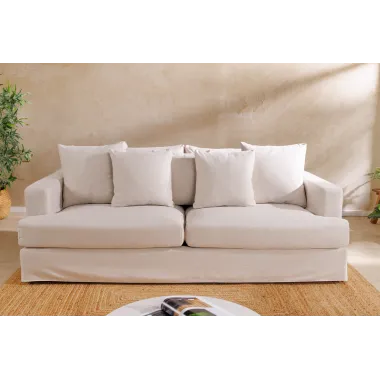 Invicta Sofa HEAVEN 3 osobowa lniana naturalna 210 x 105 x 88cm / 44448