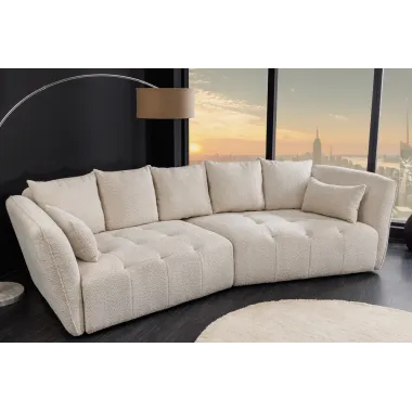 Invicta ROYAL Sofa 4 osobowa szampański beż bouclé 295 x 86 x 145cm / 44336
