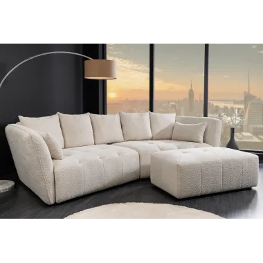 Invicta ROYAL Sofa 4 osobowa szampański beż bouclé 295 x 86 x 145cm / 44336