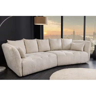 Invicta ROYAL Sofa 4 osobowa szampański beż bouclé 295 x 86 x 145cm / 44336