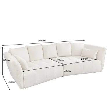 Invicta ROYAL Sofa 4 osobowa szary bouclé 295 x 86 x 145cm / 44542