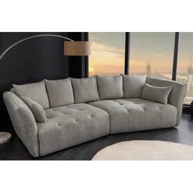 Invicta ROYAL Sofa 4 osobowa szary bouclé 295 x 86 x 145cm / 44542