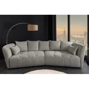 Invicta ROYAL Sofa 4 osobowa szary bouclé 295 x 86 x 145cm / 44542