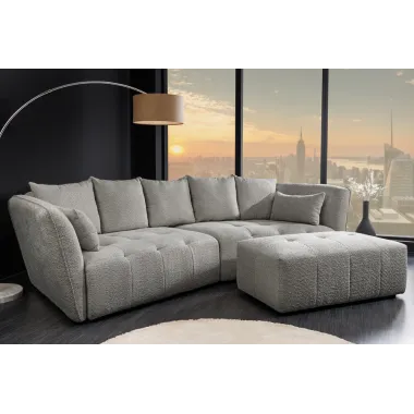 Invicta ROYAL Sofa 4 osobowa szary bouclé 295 x 86 x 145cm / 44542