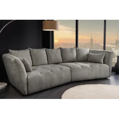 Invicta ROYAL Sofa 4 osobowa szary bouclé 295 x 86 x 145cm / 44542
