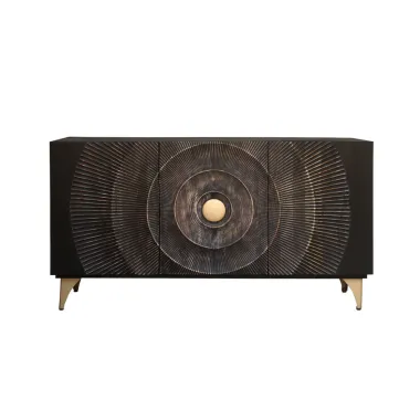 Invicta Komoda GOLDEN SUNSET czarne złoto z drewna mango 3D 140 x 75 x 38cm / 46658