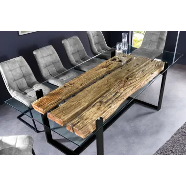 Invicta Stół do jadalni BARRACUDA teak ze szklanym blatem 220cm  / 43342