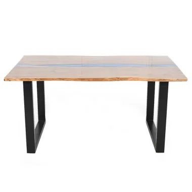 Invicta Stół do jadalni COAST akacja niebieski pasek epoksydowy 160cm / 45831
