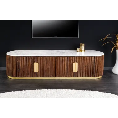 Invicta Szafka RTV GATSBY mango marmur biały 170cm / 45828