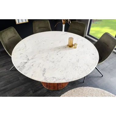 Invicta Stół do jadalni GATSBY mango marmur biały Ø 140cm / 45830
