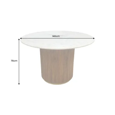 Invicta Stół do jadalni GATSBY mango marmur biały Ø 140cm / 45830