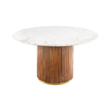 Invicta Stół do jadalni GATSBY mango marmur biały Ø 140cm / 45830