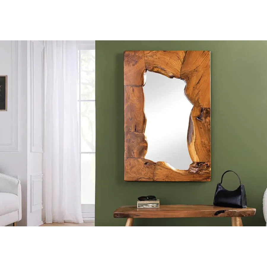 Invicta Lustro ścienne MOSAIK drewno teakowe 90 x 60cm / 44711