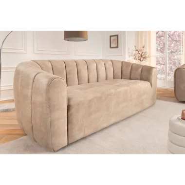 Invicta Sofa tapicerowana BABYLON 3 osobowa beżowy aksamit 200cm / 44511