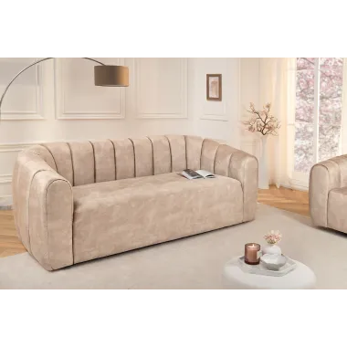 Invicta Sofa tapicerowana BABYLON 3 osobowa beżowy aksamit 200cm / 44511
