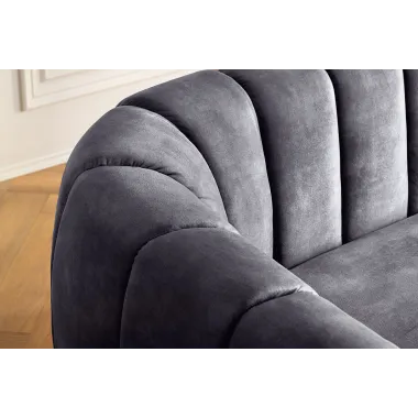 Invicta Sofa tapicerowana BABYLON 3 osobowa antracytowy aksamit 200cm / 44510