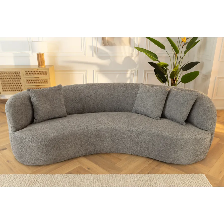 Invicta Sofa ATELIER L 3 osobowa szare bouclé 230cm / 46545