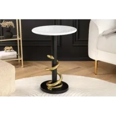 Invicta WILDLIFE Stolik kawowy SNAKE biały marmuru 50cm / 44831