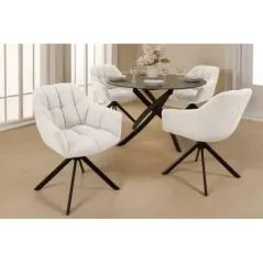 Invicta Fotel obrotowy Papillon biały Bouclé 180°/ 44591