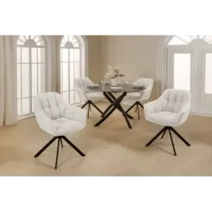Invicta Fotel obrotowy Papillon biały Bouclé 180°/ 44591