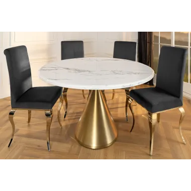 Invicta Stół okrągły ELEGANCIA blat optyka marmuru Ø 130cm / 45898