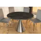 Invicta Stół okrągły ELEGANCIA czarny blat optyka marmuru Ø 130cm / 45899
