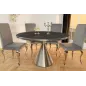 Invicta Stół okrągły ELEGANCIA czarny blat optyka marmuru Ø 130cm / 45899
