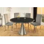 Invicta Stół okrągły ELEGANCIA czarny blat optyka marmuru Ø 130cm / 45899