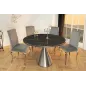 Invicta Stół okrągły ELEGANCIA czarny blat optyka marmuru Ø 130cm / 45899