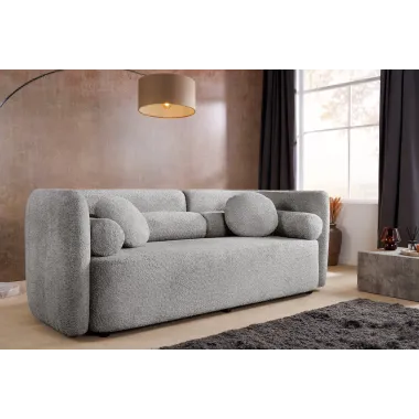 Invicta Sofa tapicerowana ART DECO 3 osobowa szare bouclé 200cm / 44508