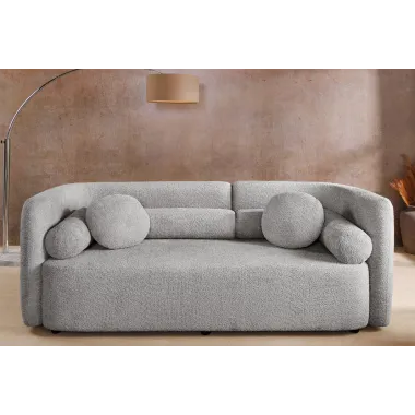 Invicta Sofa tapicerowana ART DECO 3 osobowa szare bouclé 200cm / 44508