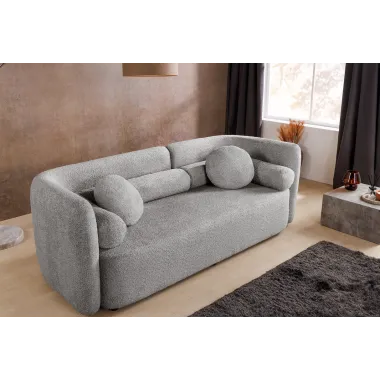 Invicta Sofa tapicerowana ART DECO 3 osobowa szare bouclé 200cm / 44508