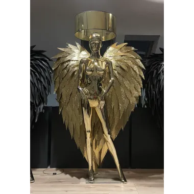 Lampa podłogowa LADY GOLD ANGEL z abażurem 180cm