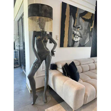 Lampa podłogowa LADY HAND PAINTED z abażurem 180cm