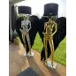 Lampa podłogowa LADY ANGEL SILVER & BLACK z abażurem 180cm