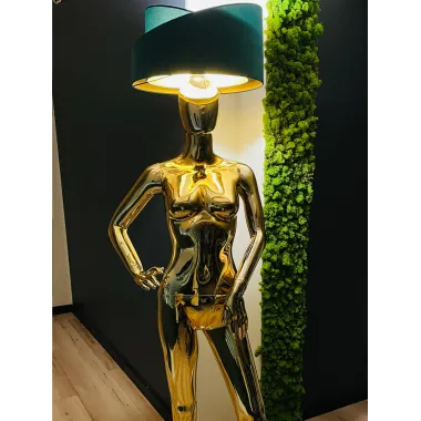 Lampa podłogowa LADY WOMAN GLOD & GREEN z abażurem 180cm