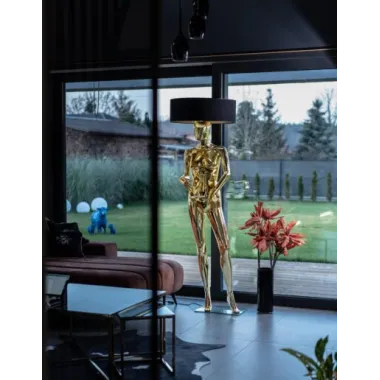 Lampa podłogowa LADY WOMAN GOLD & BLACK z abażurem 180cm