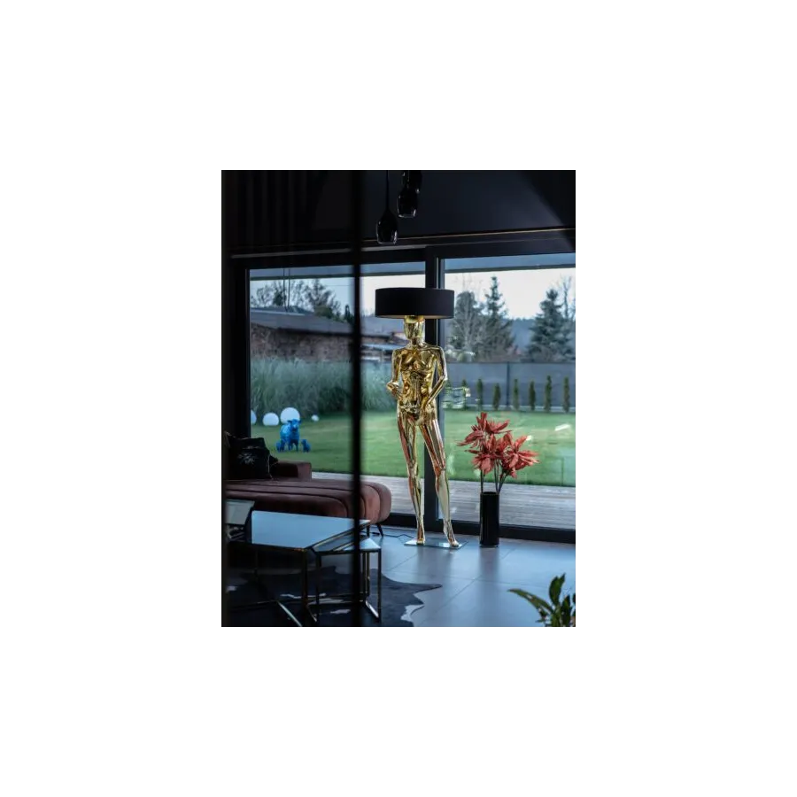 Lampa podłogowa LADY WOMAN GOLD & BLACK z abażurem 180cm