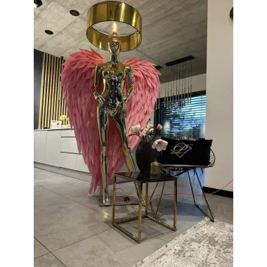 Lampa podłogowa LADY ANGEL GOLD & PINK z abażurem 180cm
