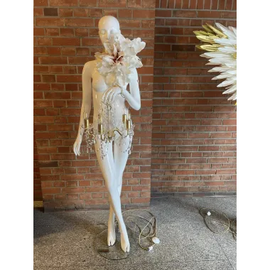 Lampa podłogowa LADY BAROCK WHITE 180cm