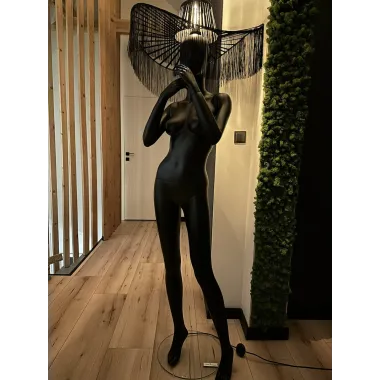 Lampa podłogowa LADY MEXICAN BLACK z abażurem 180cm