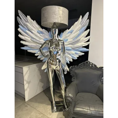 Lampa podłogowa LADY ANGEL SILVER & WHITE 180cm