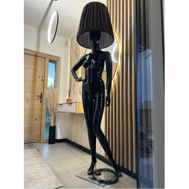 Lampa podłogowa LADY BLACK z abażurem 180cm